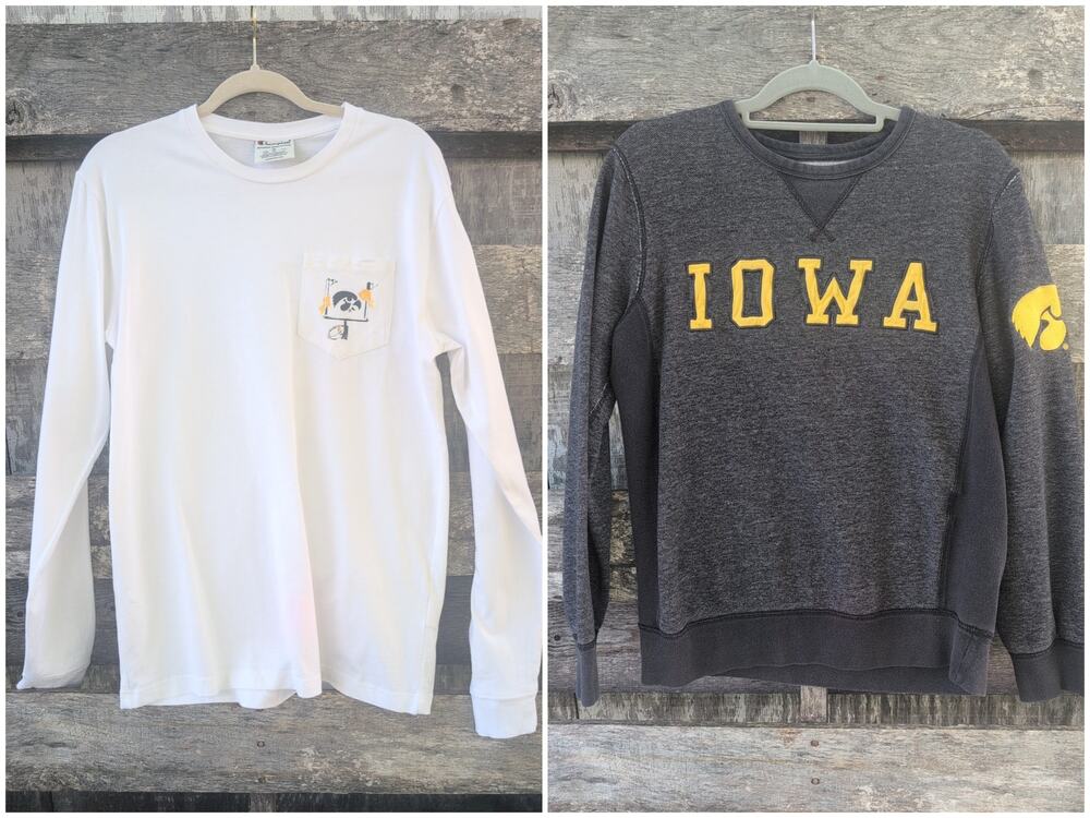Iowa Hawkeye Bundle (2) LongSleeve Tops Champion/Colosseum Women's M White/Grey